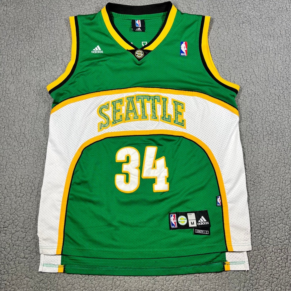 Adidas Seattle SuperSonics Ray Allen 34 NBA Jersey Green Yellow Mens Medium +2